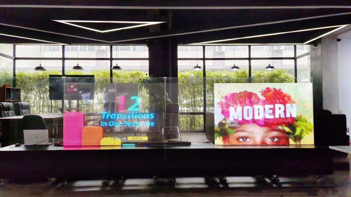Indoor Waterproof Transparent LED Signage , Multicolor LED Transparent Film Screen
